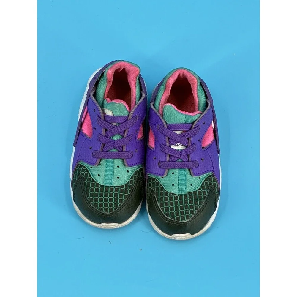 Nike Huarache Run Now TD Toddler Shoes Purple Teal Pink Size 8C BQ7098-300